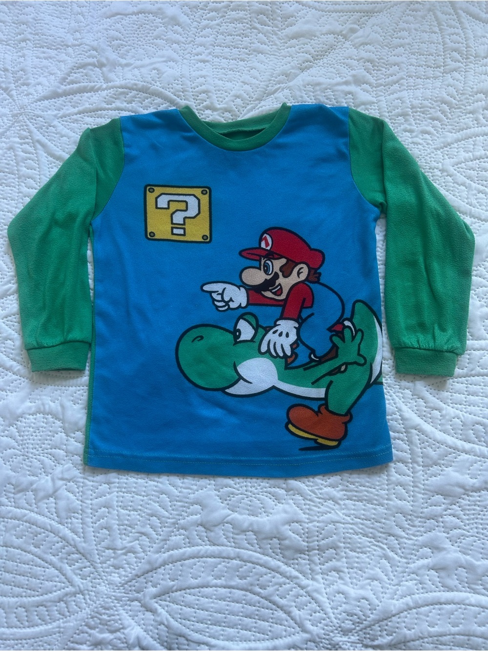 Super Mario Kids Long Sleeve Shirt Nintendo Graphic Tee Gamer Top
